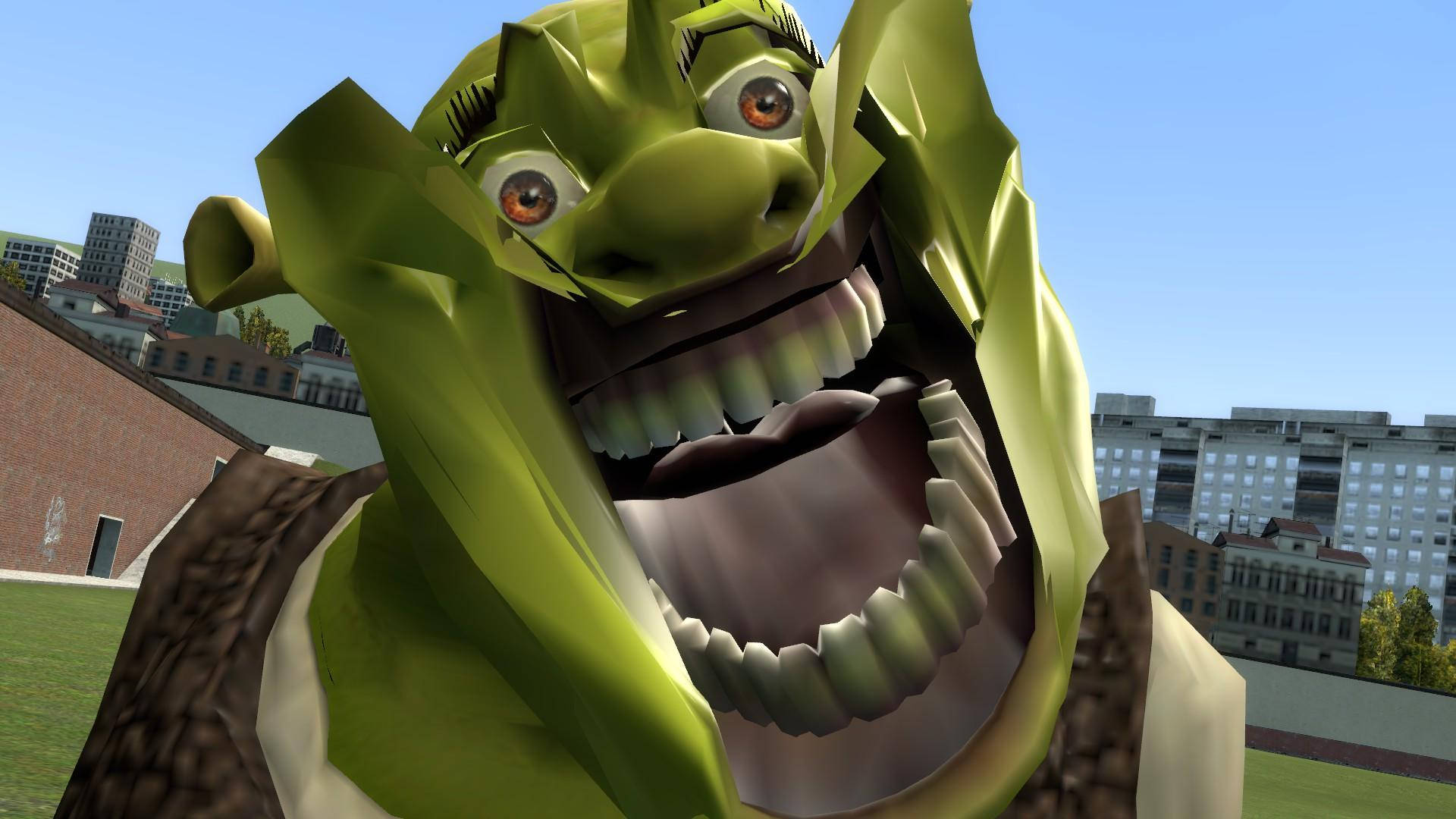 Shrek, roaring, wide toothy grin, Full HD Desktop Wallpaper