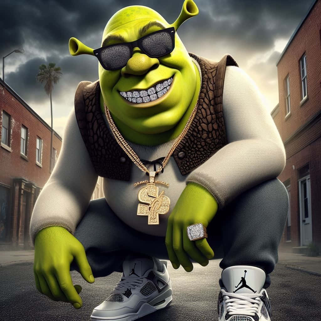 Shrek, sunglasses, diamond jewelry, SD Desktop Wallpaper
