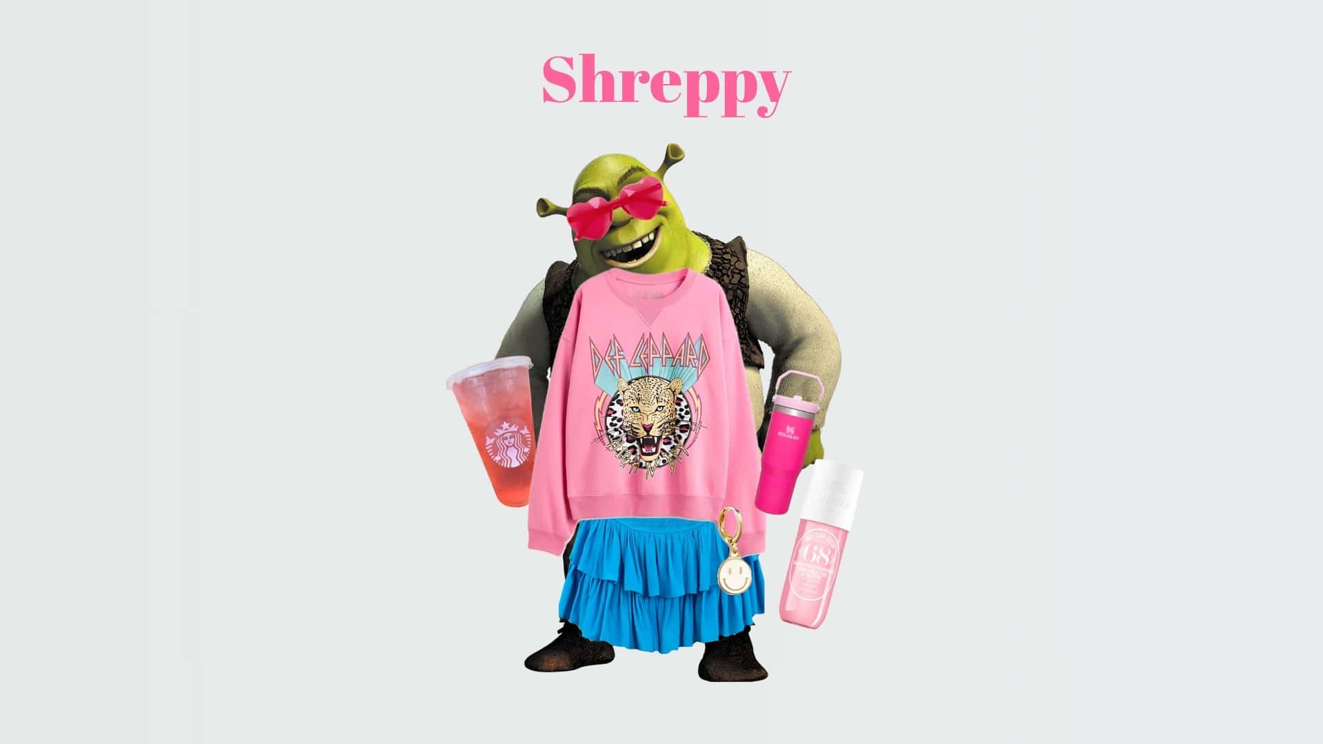 Shrek, pink sunglasses, pink sweatshirt, Full HD Desktop Wallpaper