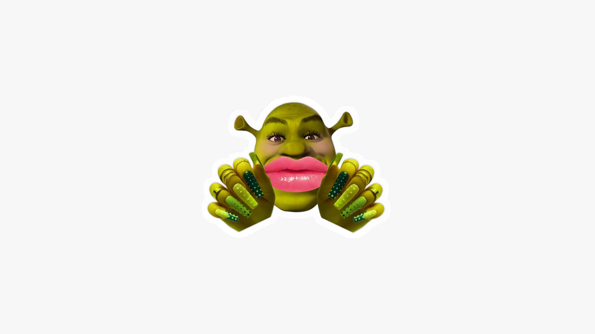 Shrek, green skin, pink lips, Full HD Desktop Wallpaper