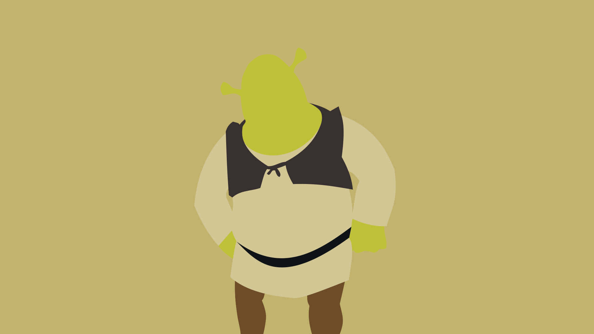 Shrek, minimalist flat illustration, beige background, Full HD Desktop Wallpaper