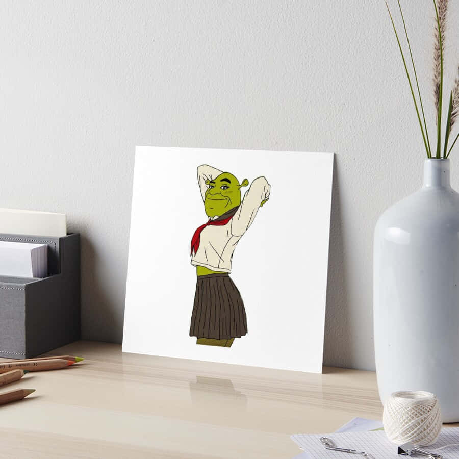 Shrek, schoolgirl outfit, dab pose, SD Desktop Wallpaper