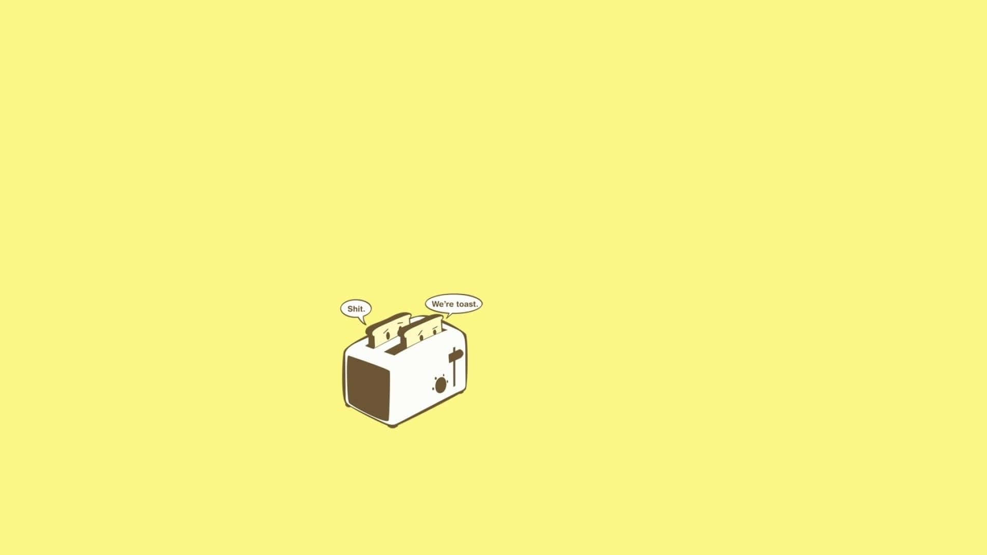 funny simple desktop, cartoon toaster, toast popping out, Full HD Desktop Wallpaper