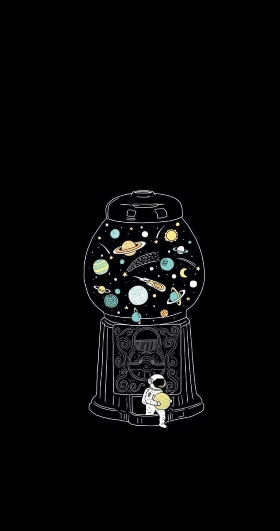 cute space, whimsical astronaut, gumball machine, HD Phone Wallpaper
