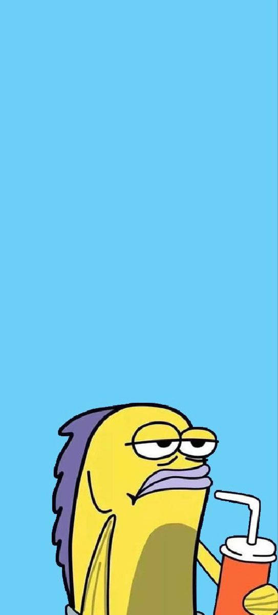 SpongeBob, cartoon fish, tired eyes, SD Phone Wallpaper