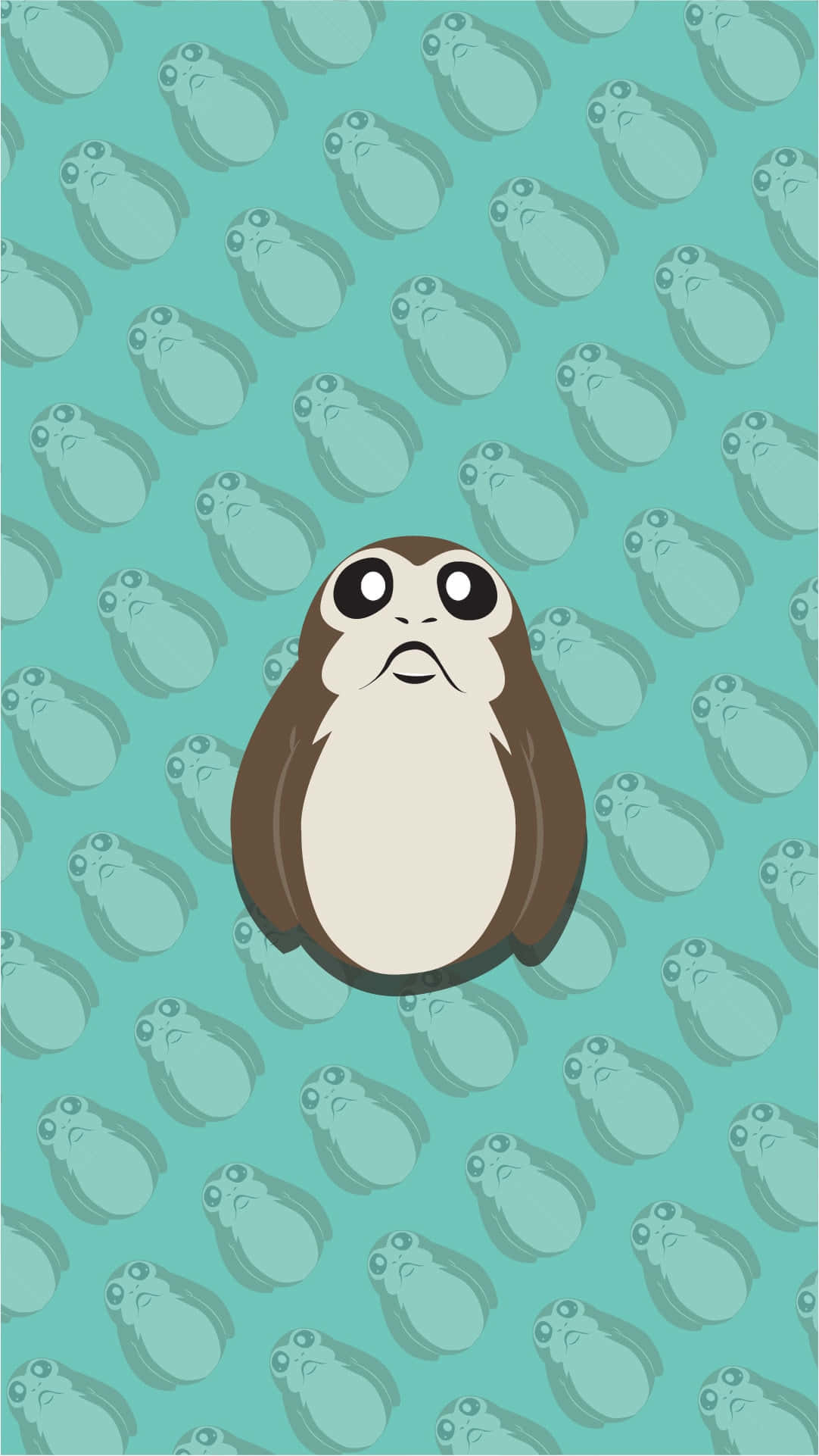 Funny Star Wars, porg, teal background, Full HD Phone Wallpaper