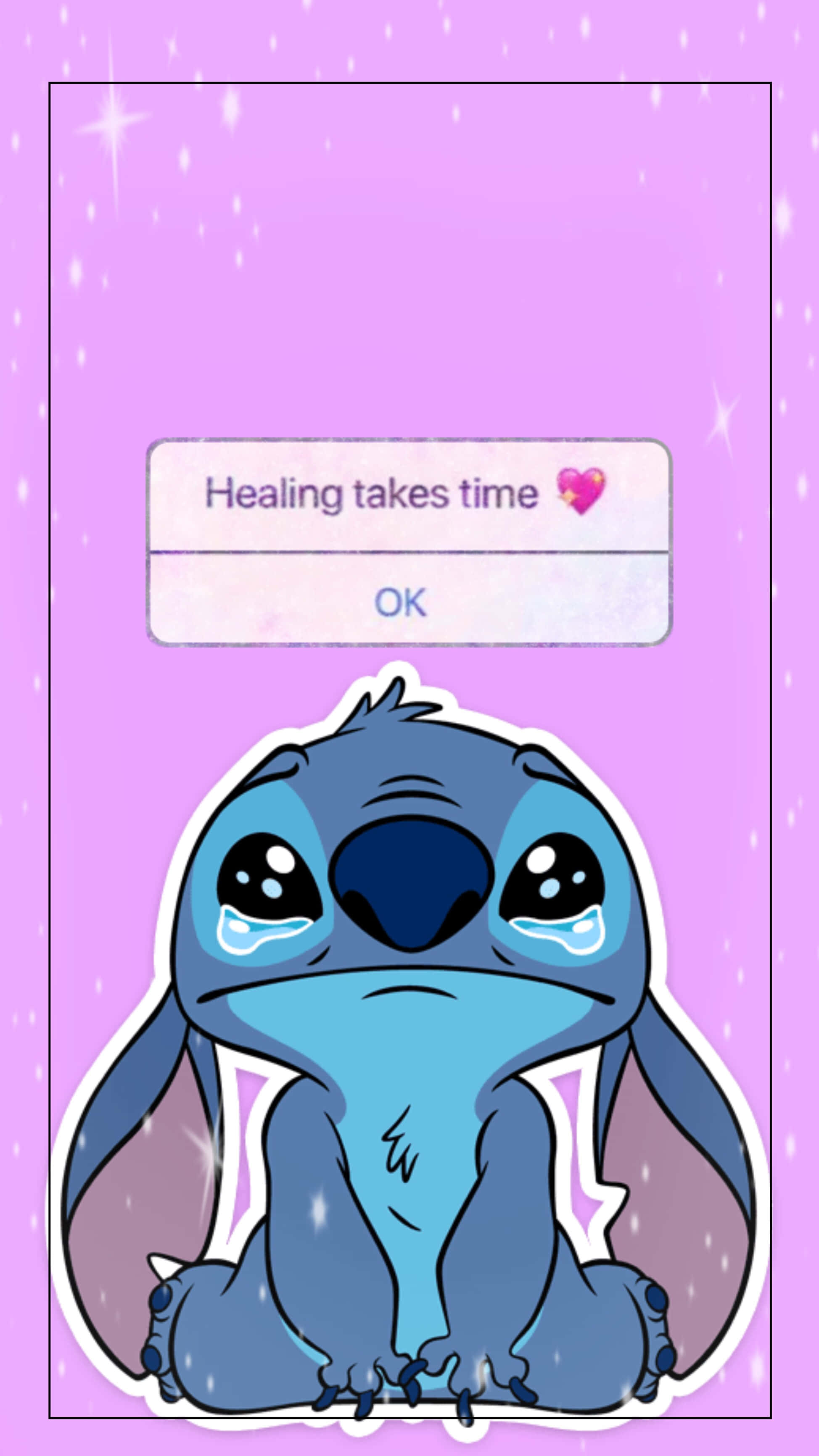 Stitch, blue cartoon alien, teary eyes, 2K Phone Wallpaper