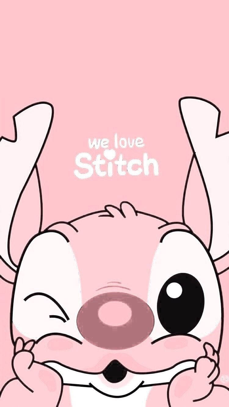 Pink Stitch, we love Stitch, soft pink background, HD Phone Wallpaper