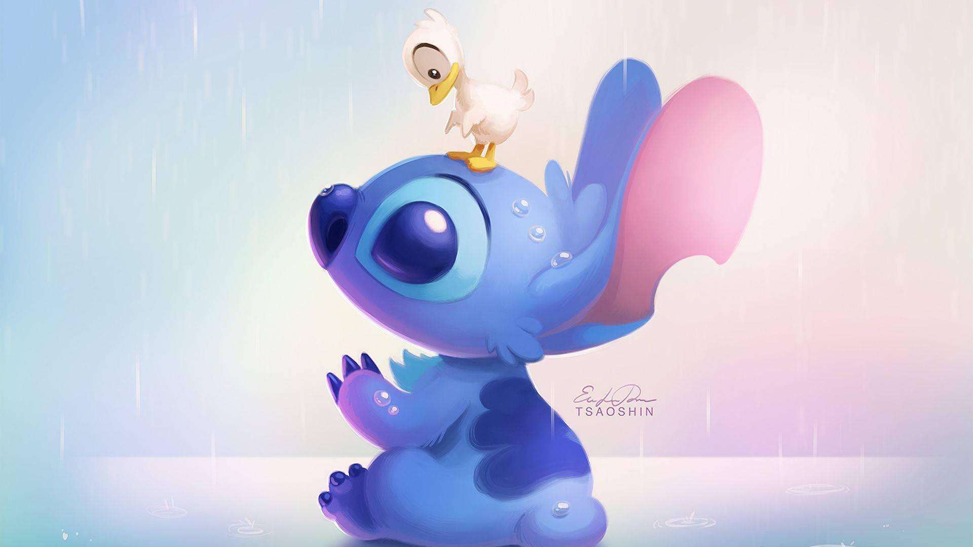 Stitch, duckling, blue alien, Full HD Desktop Wallpaper