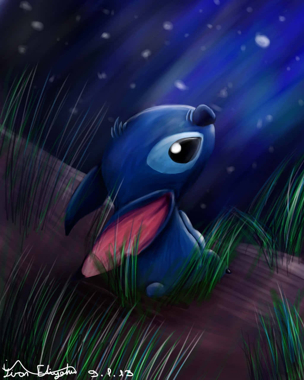Stitch, Sassy Sassy, starry night sky, HD Phone Wallpaper