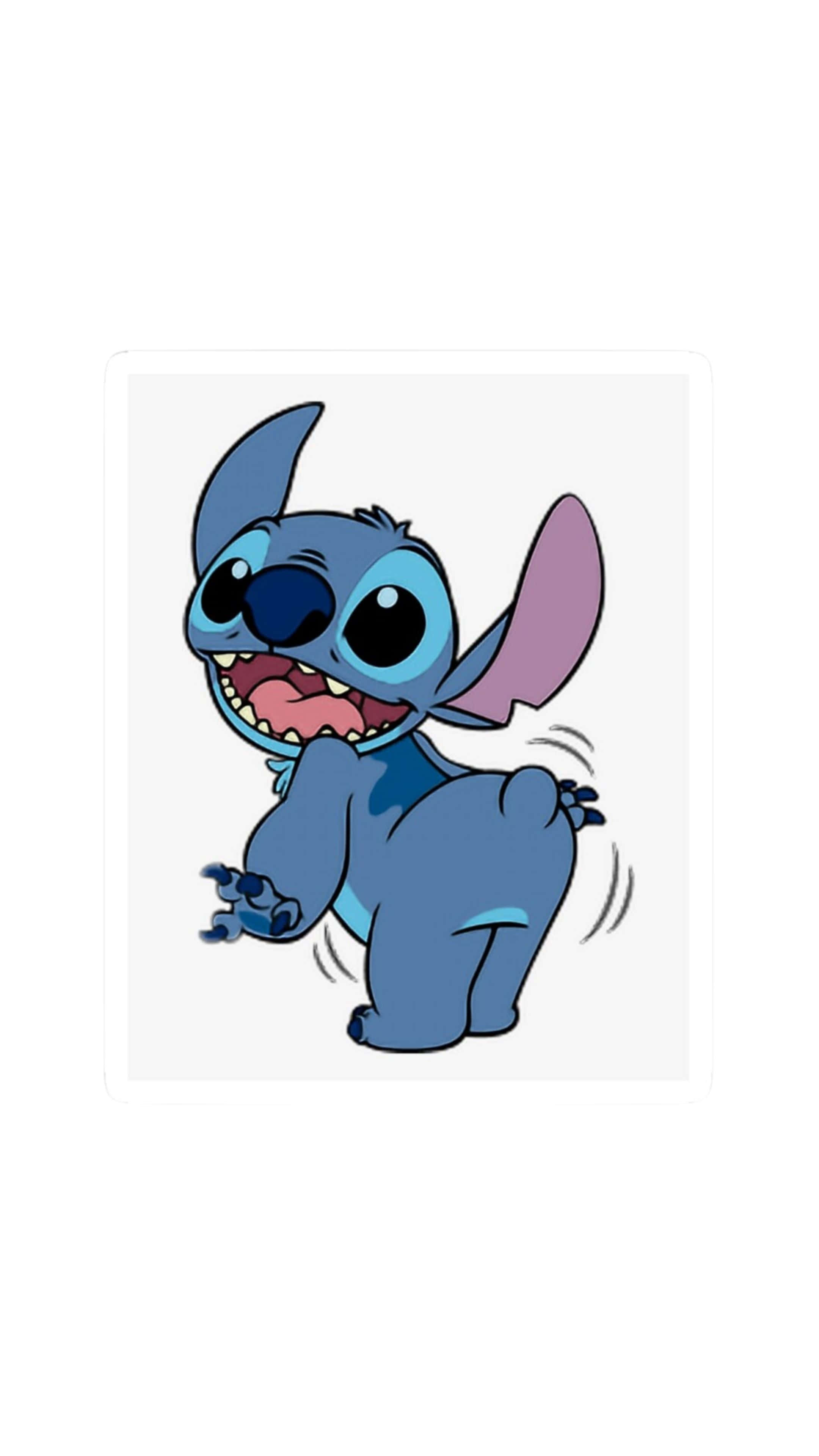 Funny Stitch, blue cartoon alien, large ears, 4K Phone Wallpaper