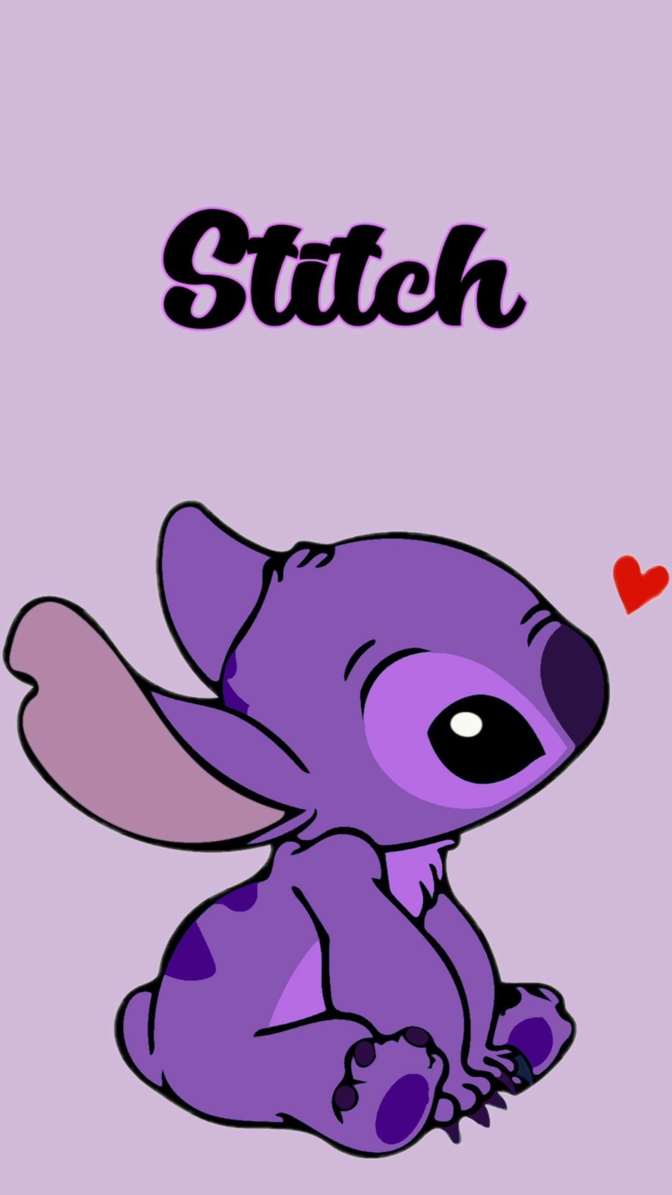 Purple Stitch, lavender background, red heart, 4K Phone Wallpaper
