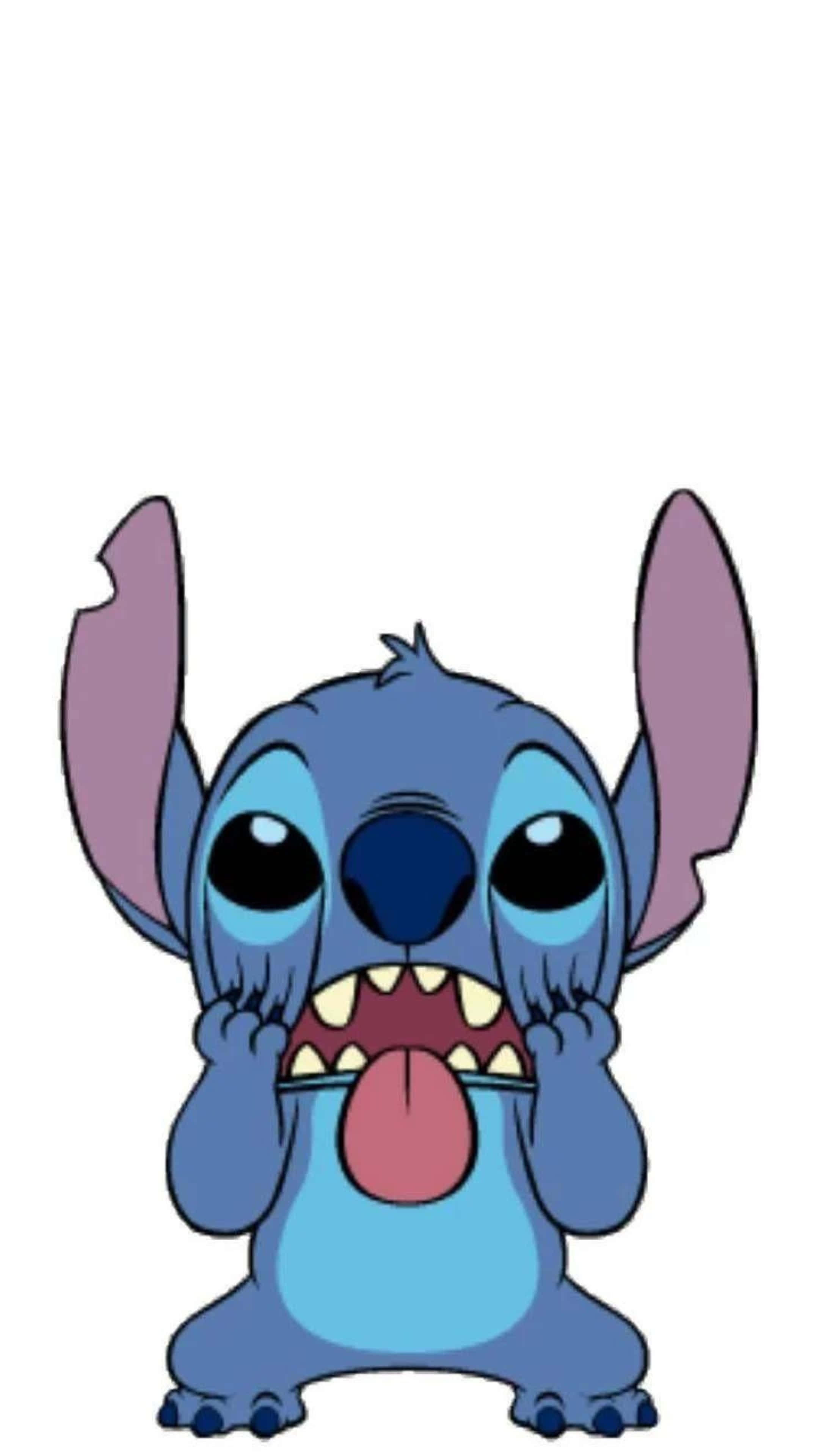 Funny Stitch, blue cartoon alien, big eyes, 4K Phone Wallpaper