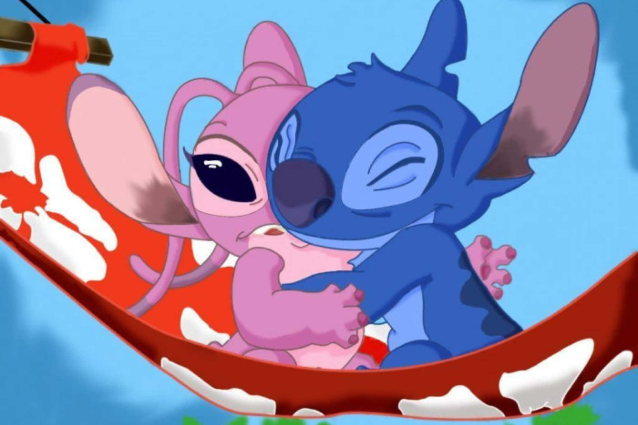 Stitch, blue, pink, Full HD Desktop Wallpaper