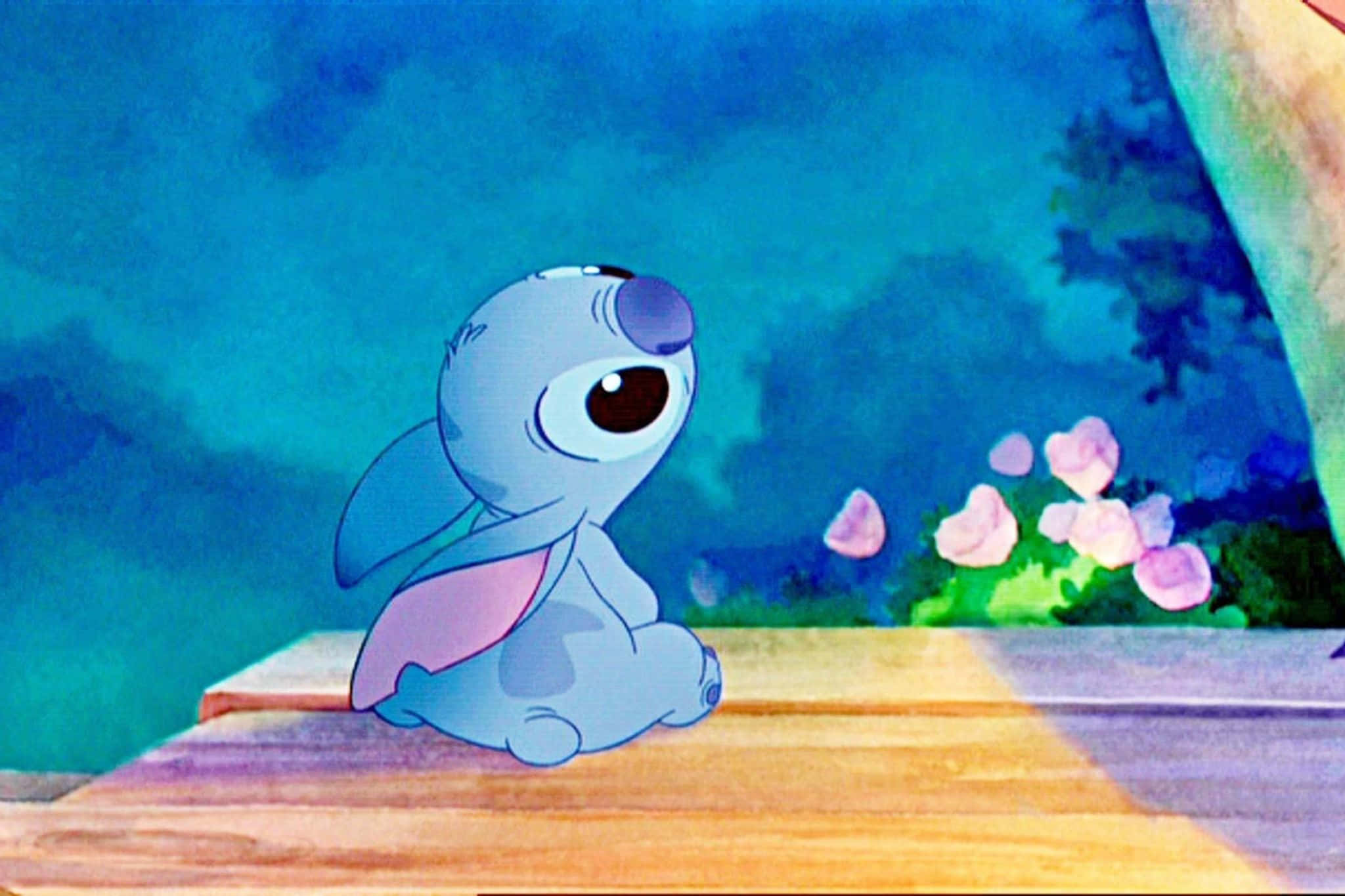 Stitch, blue alien character, large eyes, Full HD Desktop Wallpaper
