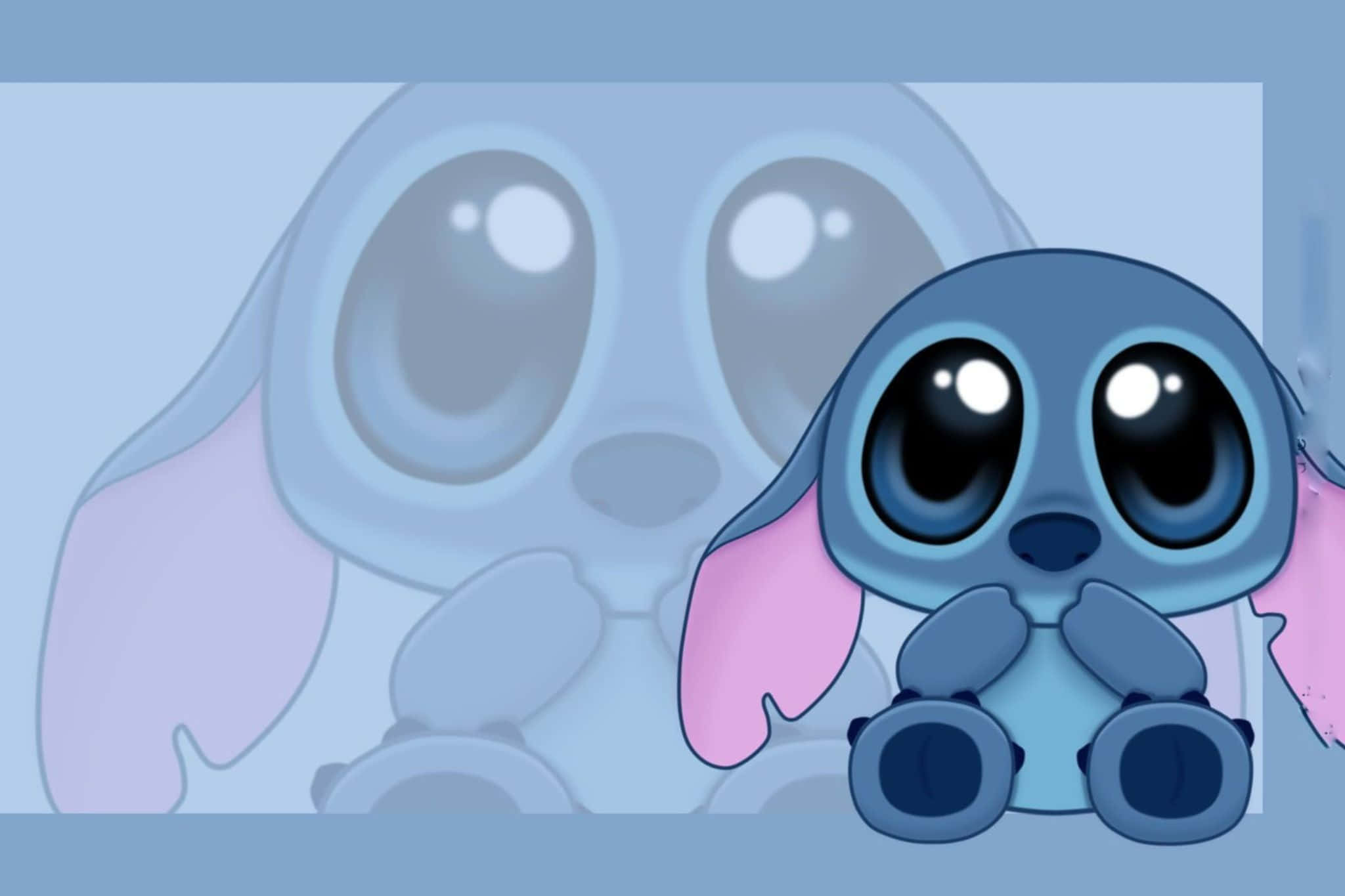 blue Stitch, big eyes, pink ears, Full HD Desktop Wallpaper
