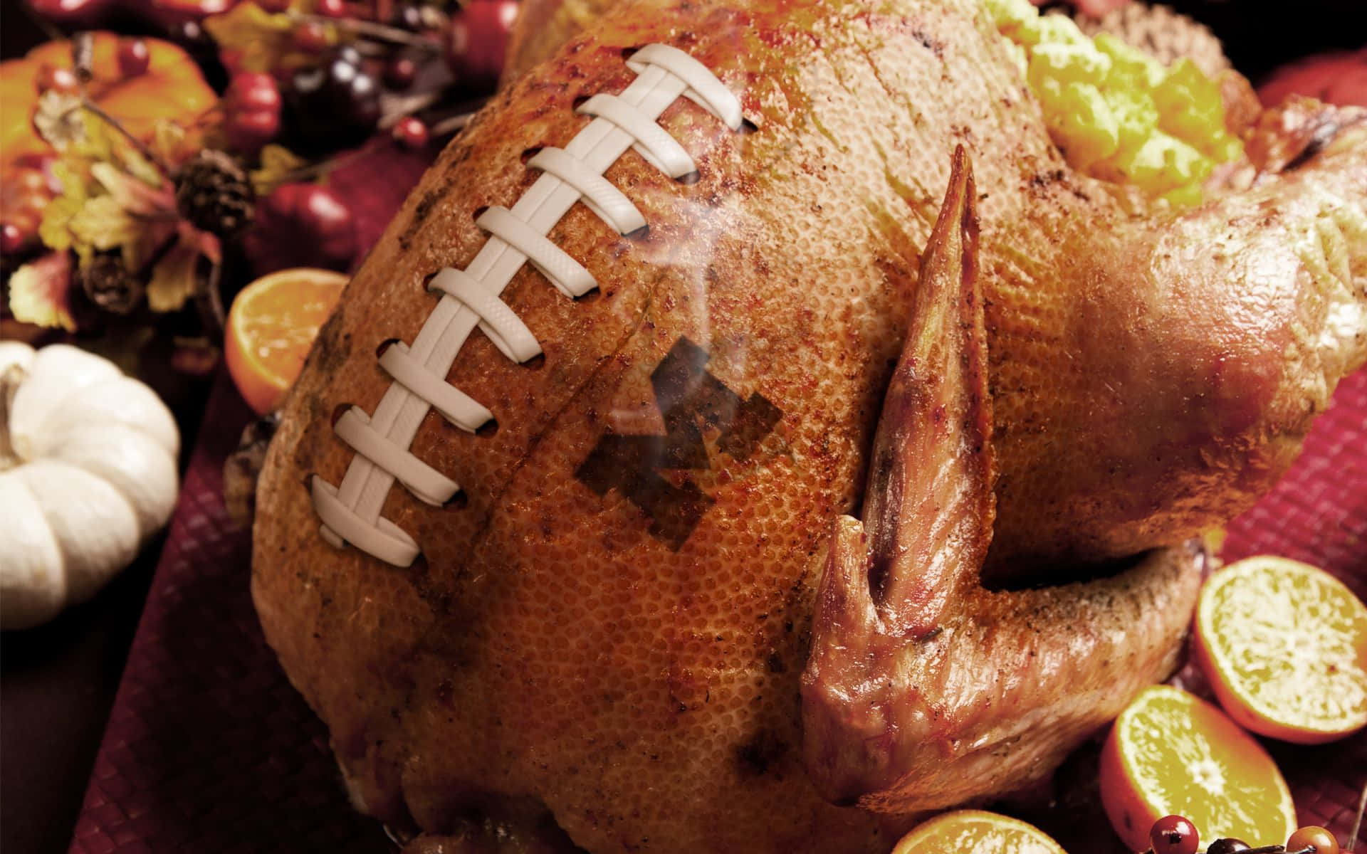 Funny Thanksgiving, football laces, star, Full HD Desktop Wallpaper