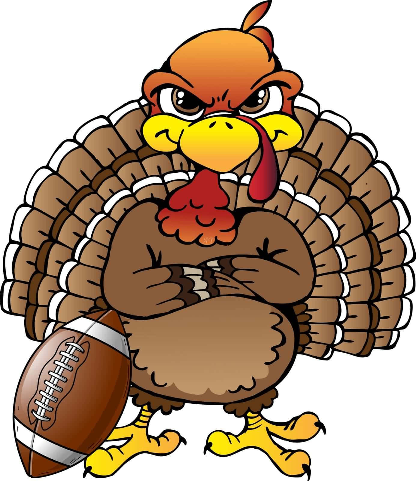 cartoon turkey, football, arms crossed, HD Phone Wallpaper