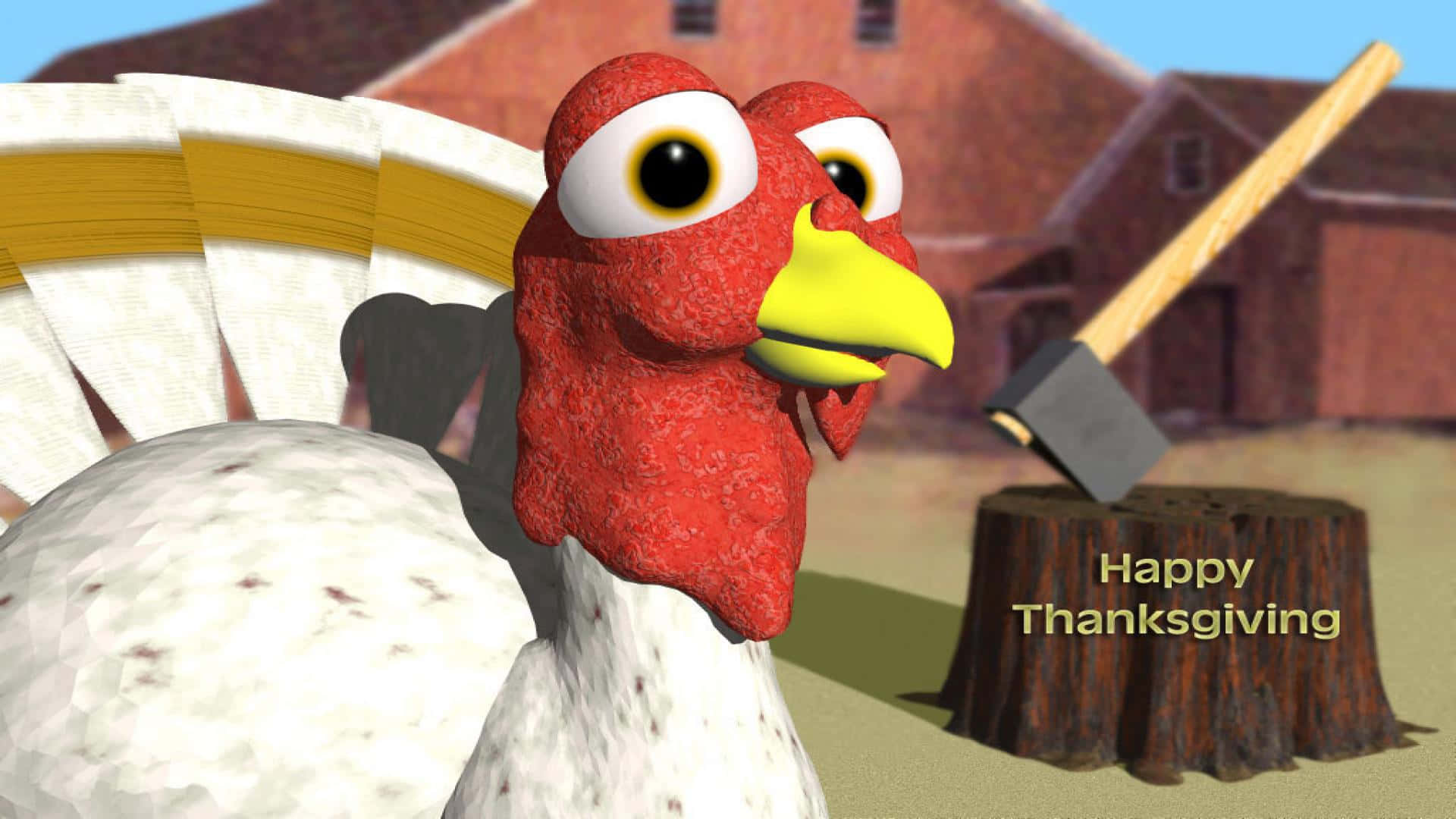 cartoon turkey, red head, white feathers, Full HD Desktop Wallpaper