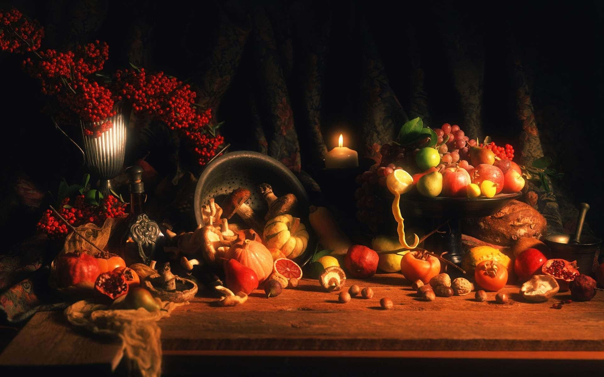 autumn fruits, nuts, berries, Full HD Desktop Wallpaper