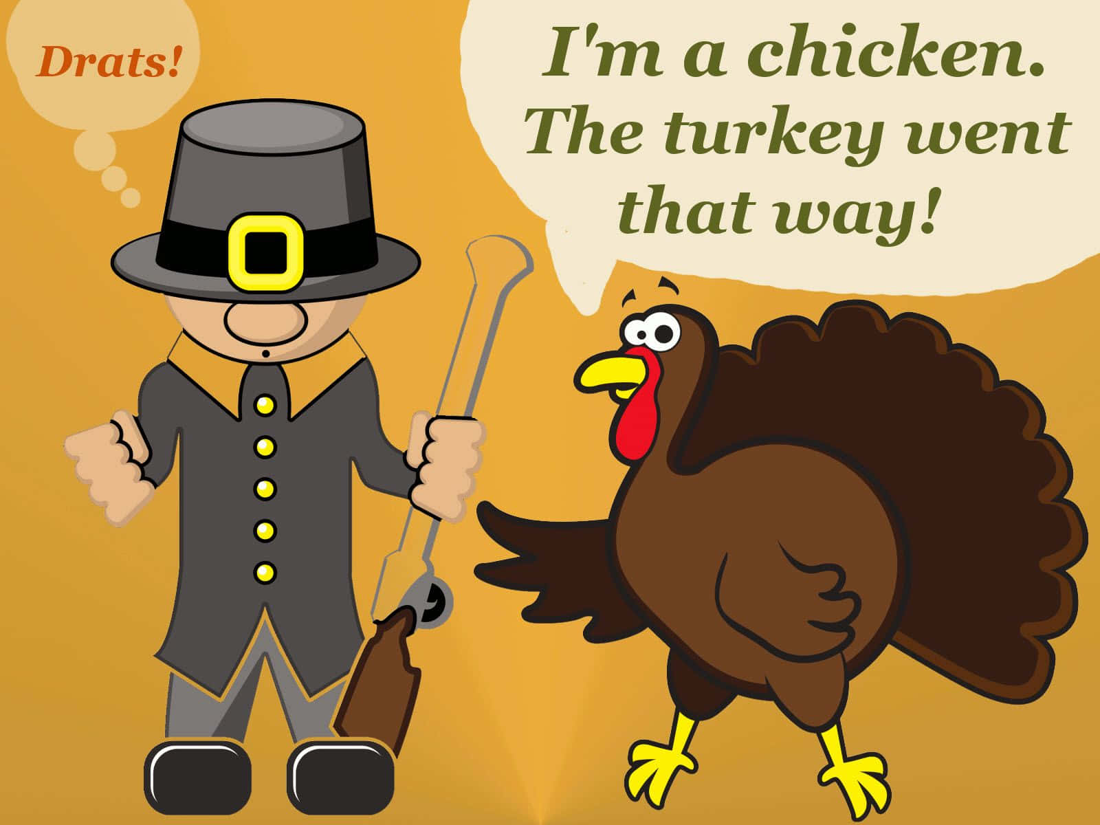 cartoon pilgrim, rifle, turkey, HD Desktop Wallpaper