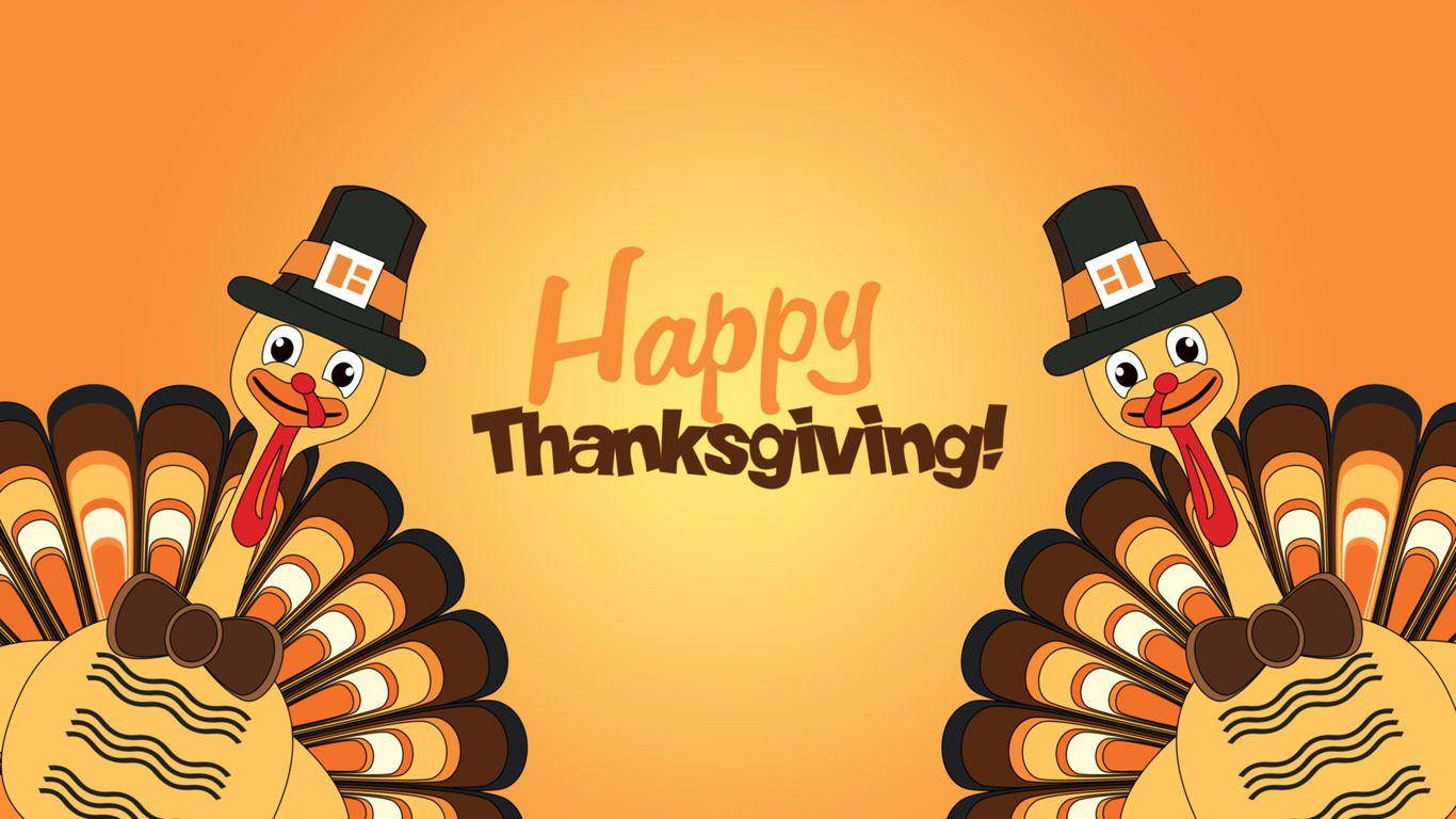 turkey, pilgrim hats, Happy Thanksgiving, HD Desktop Wallpaper