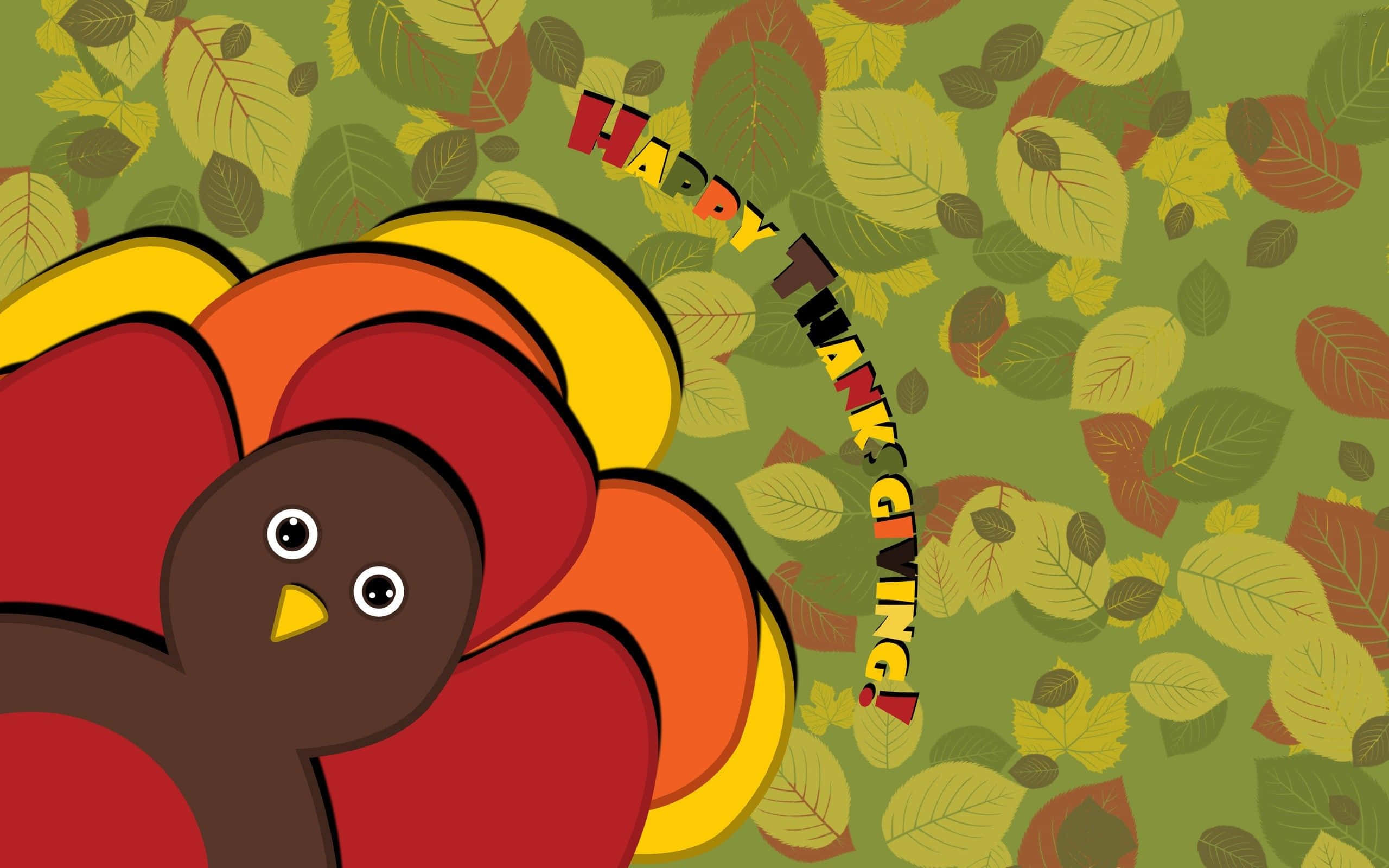 turkey, colorful feathers, leafy autumn background, 2K Desktop Wallpaper