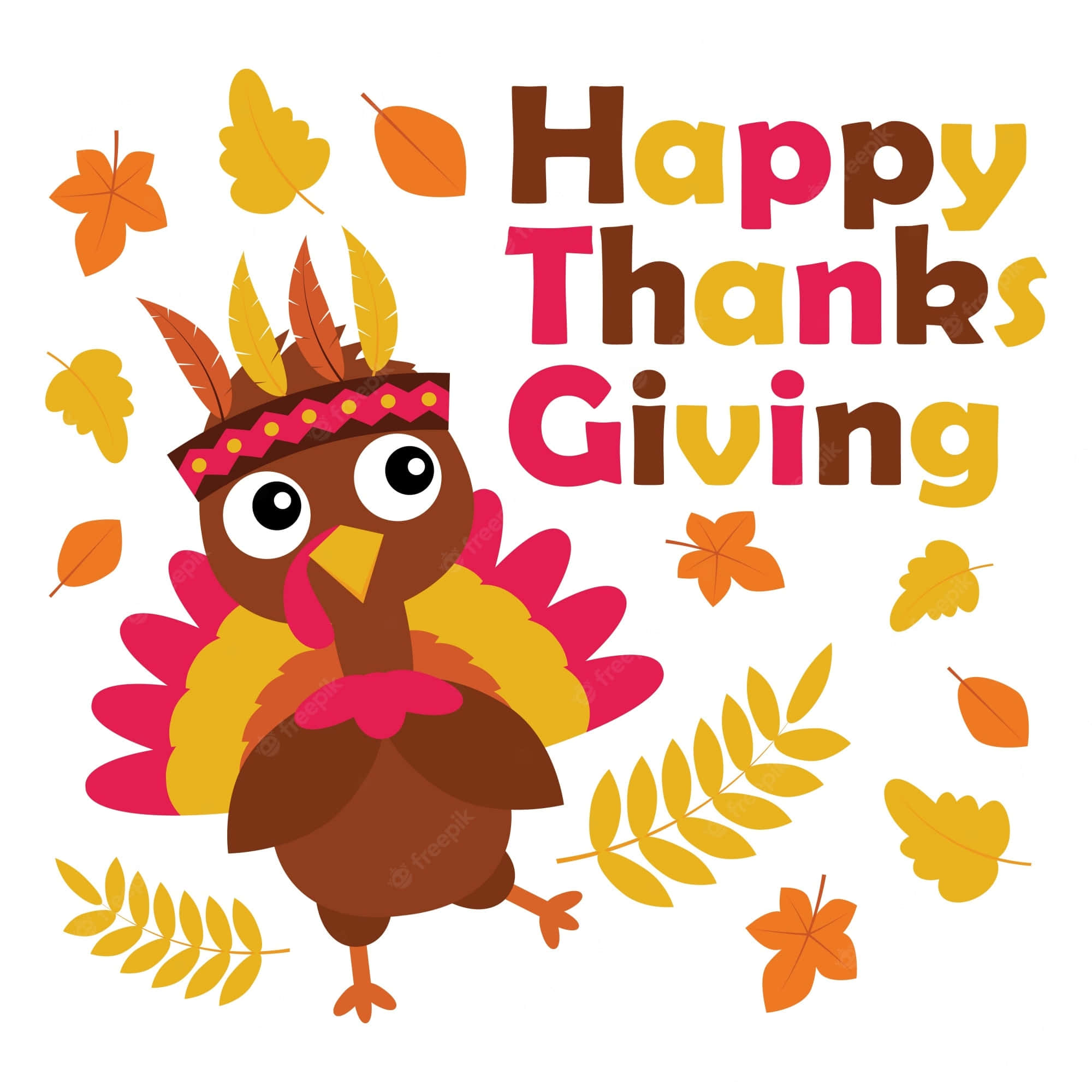 cartoon turkey, feather headdress, colorful wings, Full HD Desktop Wallpaper