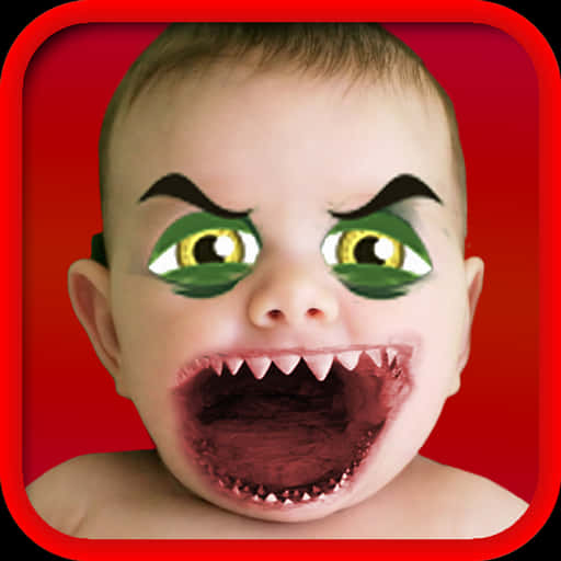 ugly baby, green eyes, sharp teeth, SD Desktop Wallpaper
