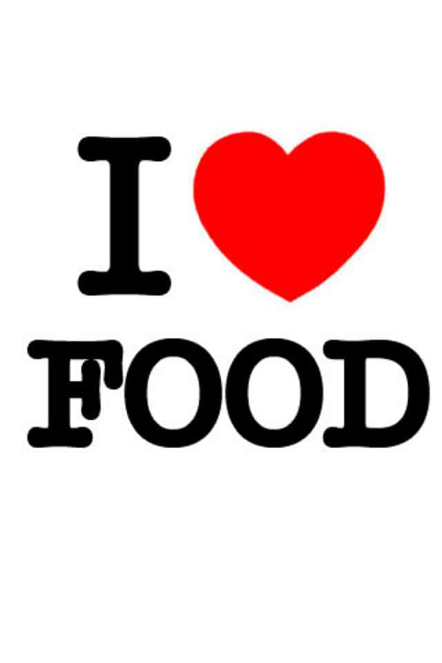 I heart PFP Food, black text, red heart symbol, SD Phone Wallpaper