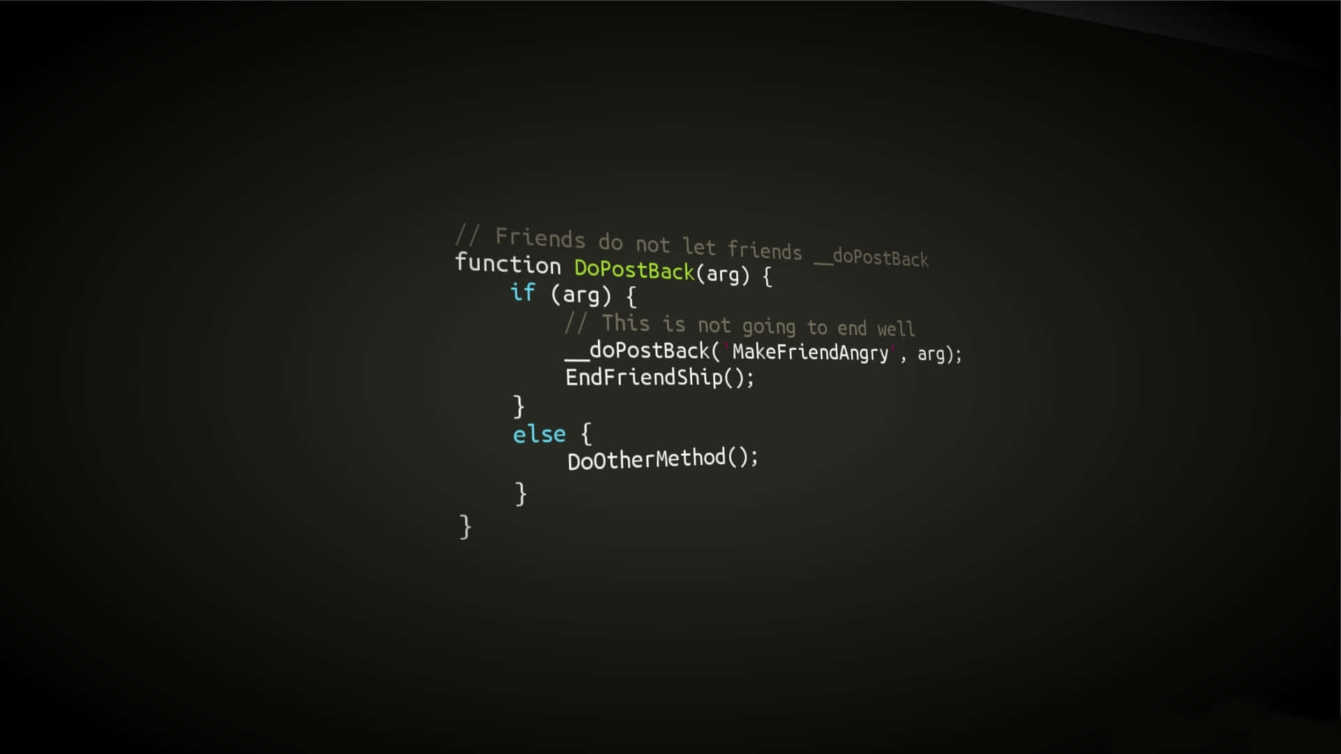 JavaScript, glowing syntax-highlighted, dark gradient background, Full HD Desktop Wallpaper