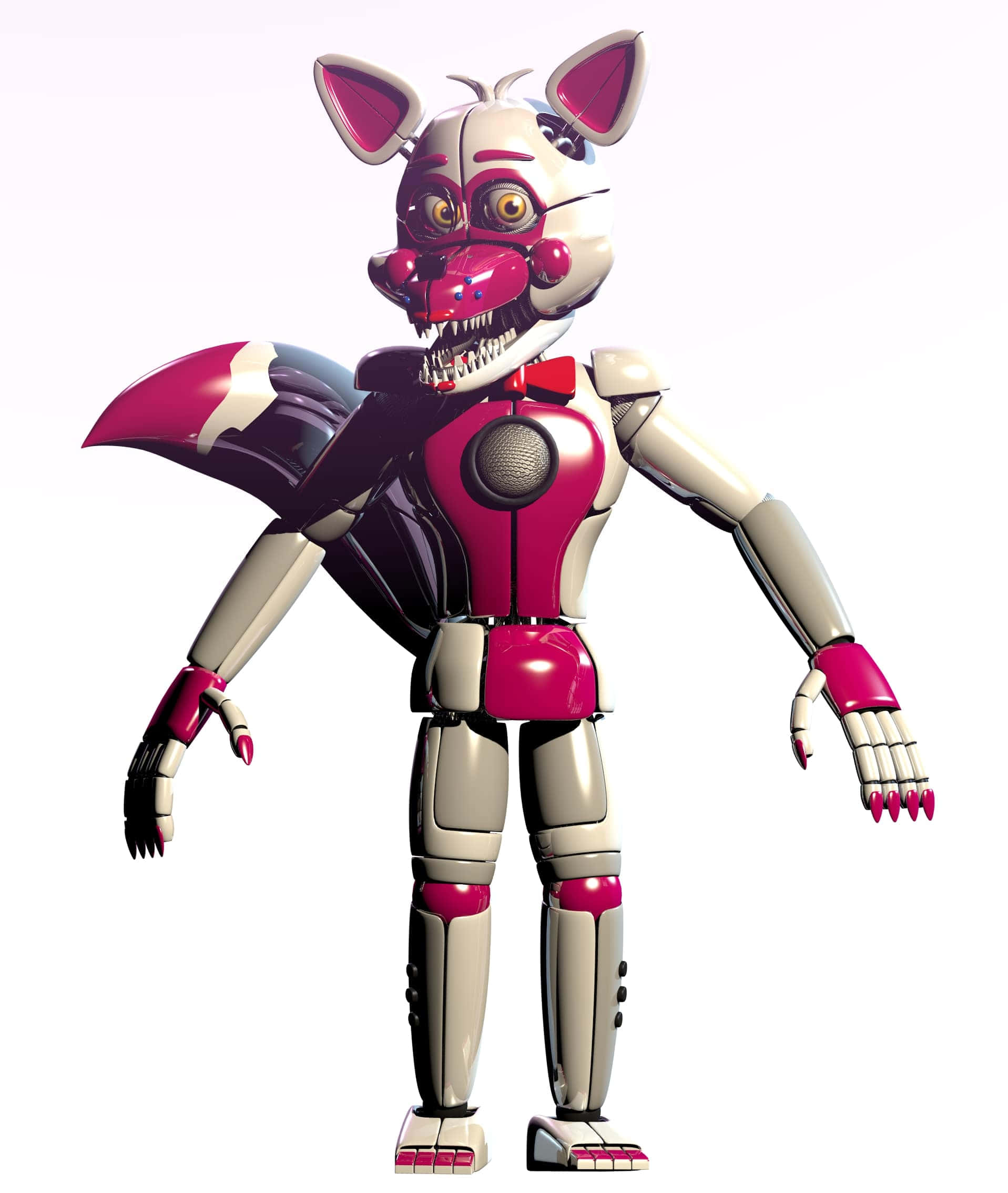 Funtime Foxy, pink and beige armor, glowing eyes, Full HD Phone Wallpaper