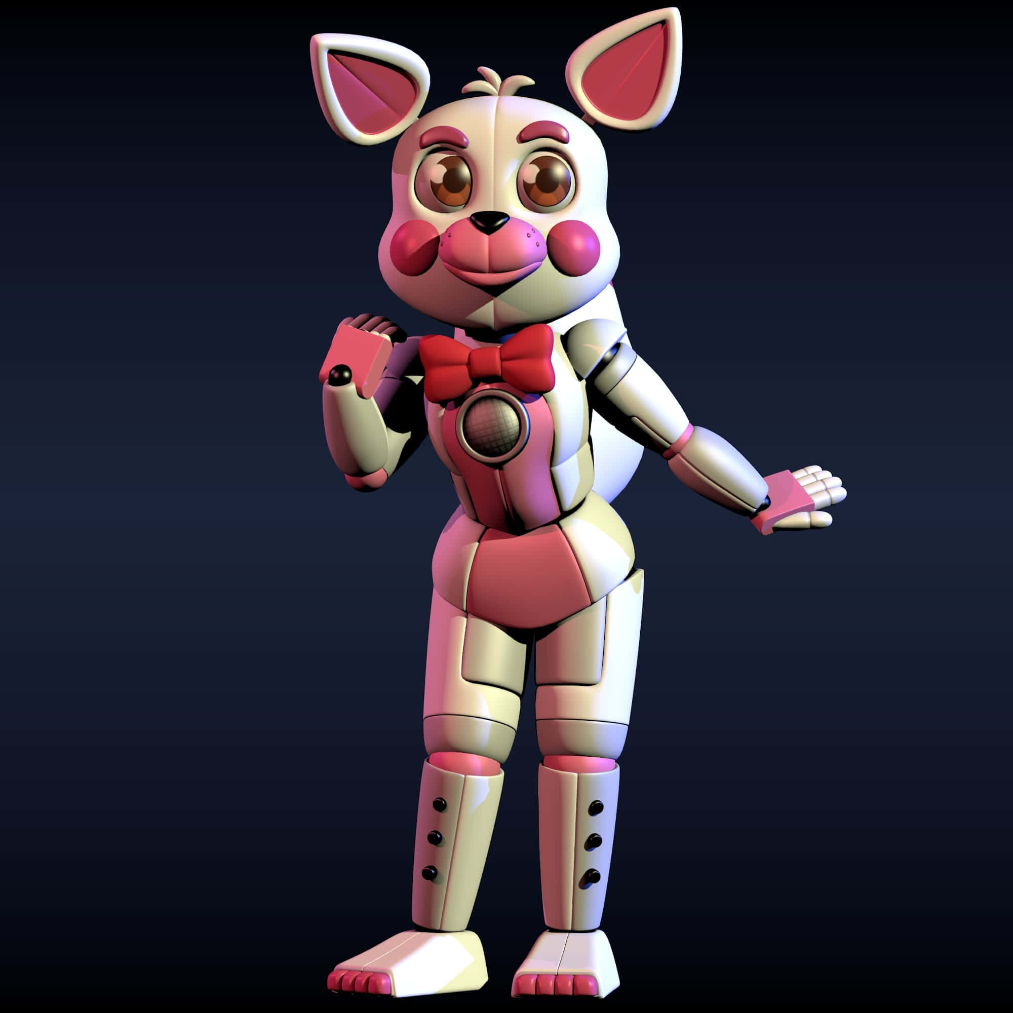 Funtime Foxy, pink and white animatronic rabbit, red bow, Full HD Desktop Wallpaper