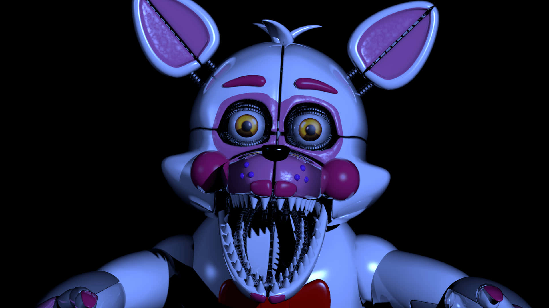 Funtime Foxy, black background, glowing eyes, Full HD Desktop Wallpaper