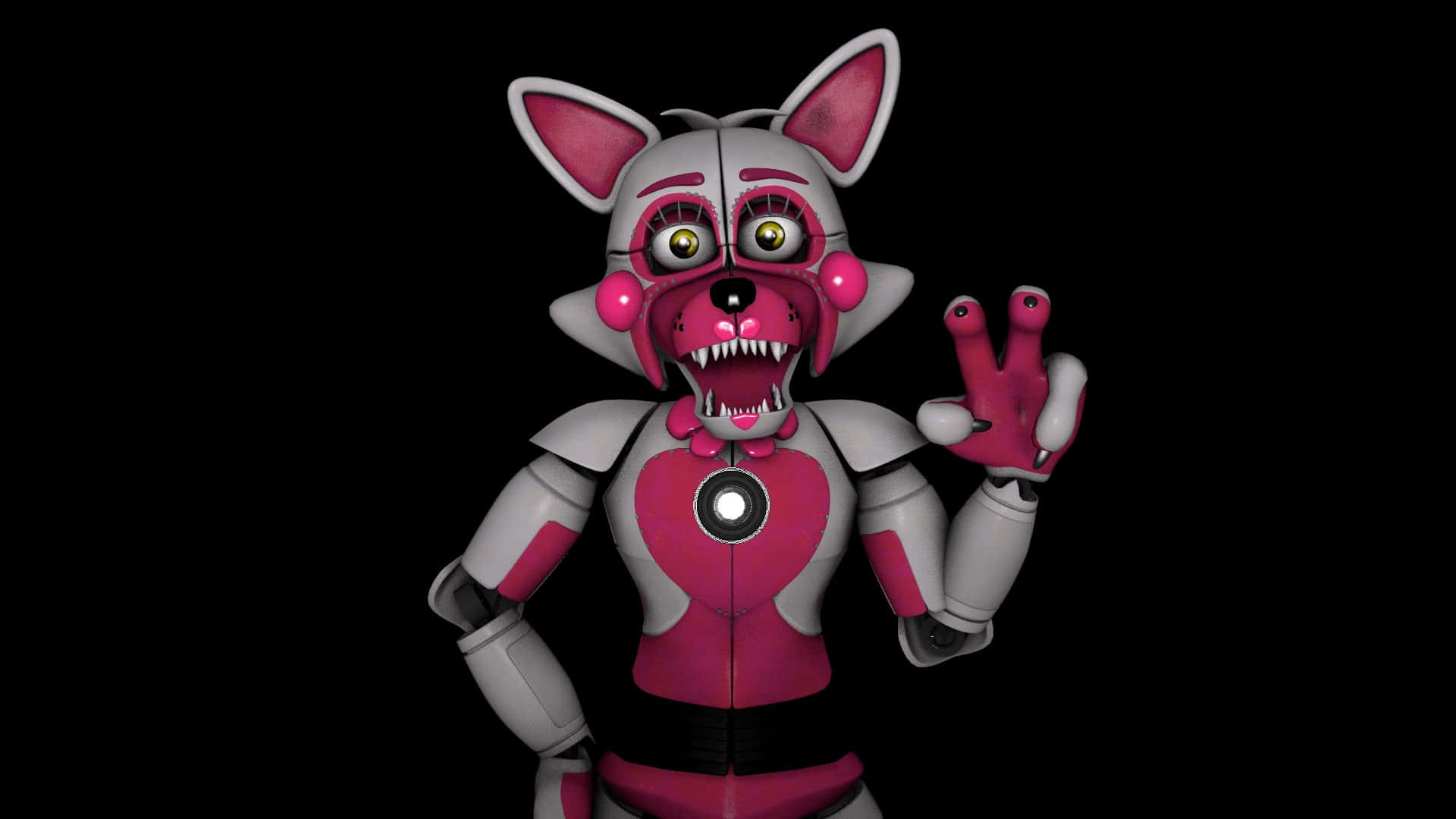 Funtime Foxy, pink and gray, glowing eyes, Full HD Desktop Wallpaper