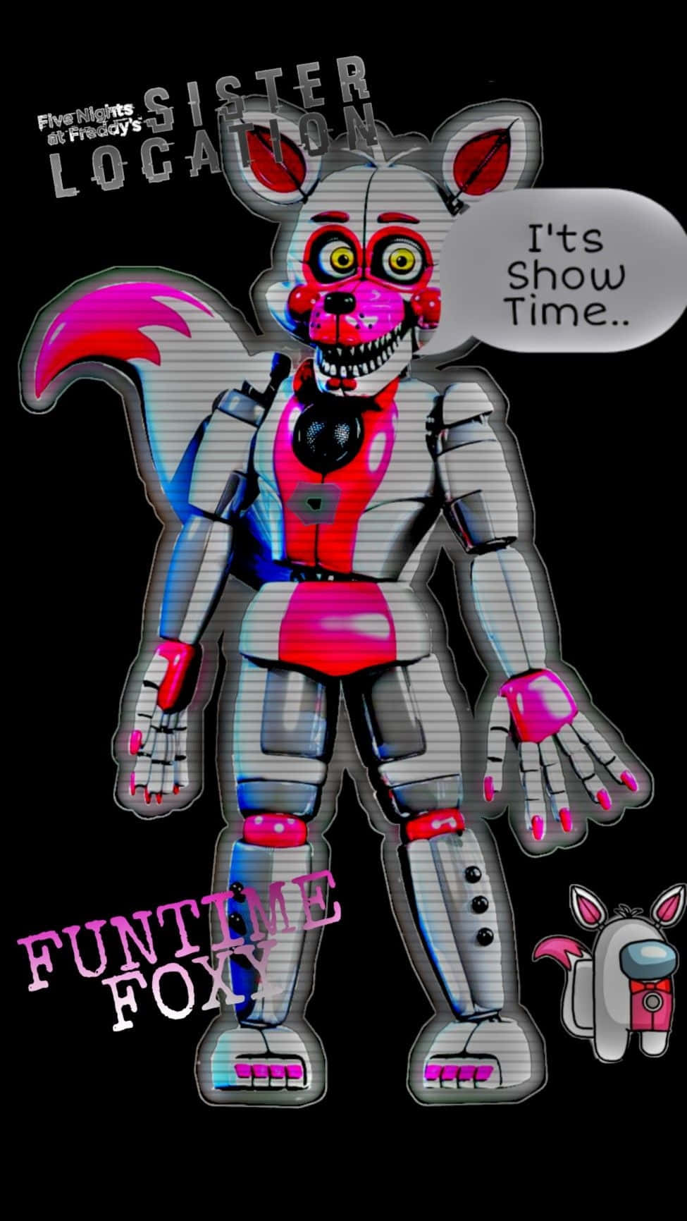 Funtime Foxy, glowing eyes, pink accents, HD Phone Wallpaper