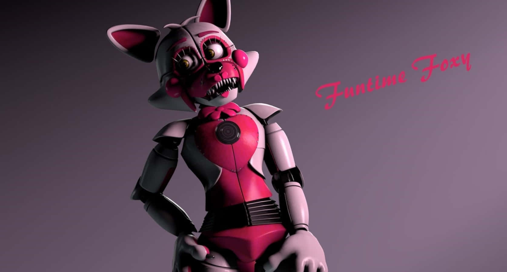 Funtime Foxy, pink and gray, sharp teeth, HD Desktop Wallpaper