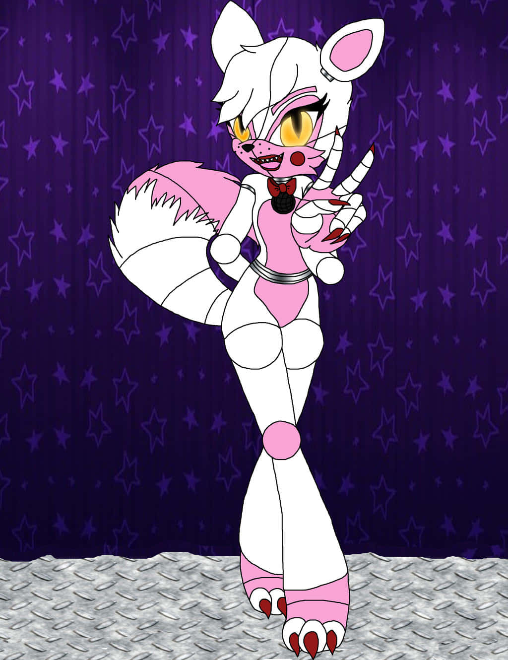 Funtime Foxy, white and pink, yellow eyes, HD Phone Wallpaper