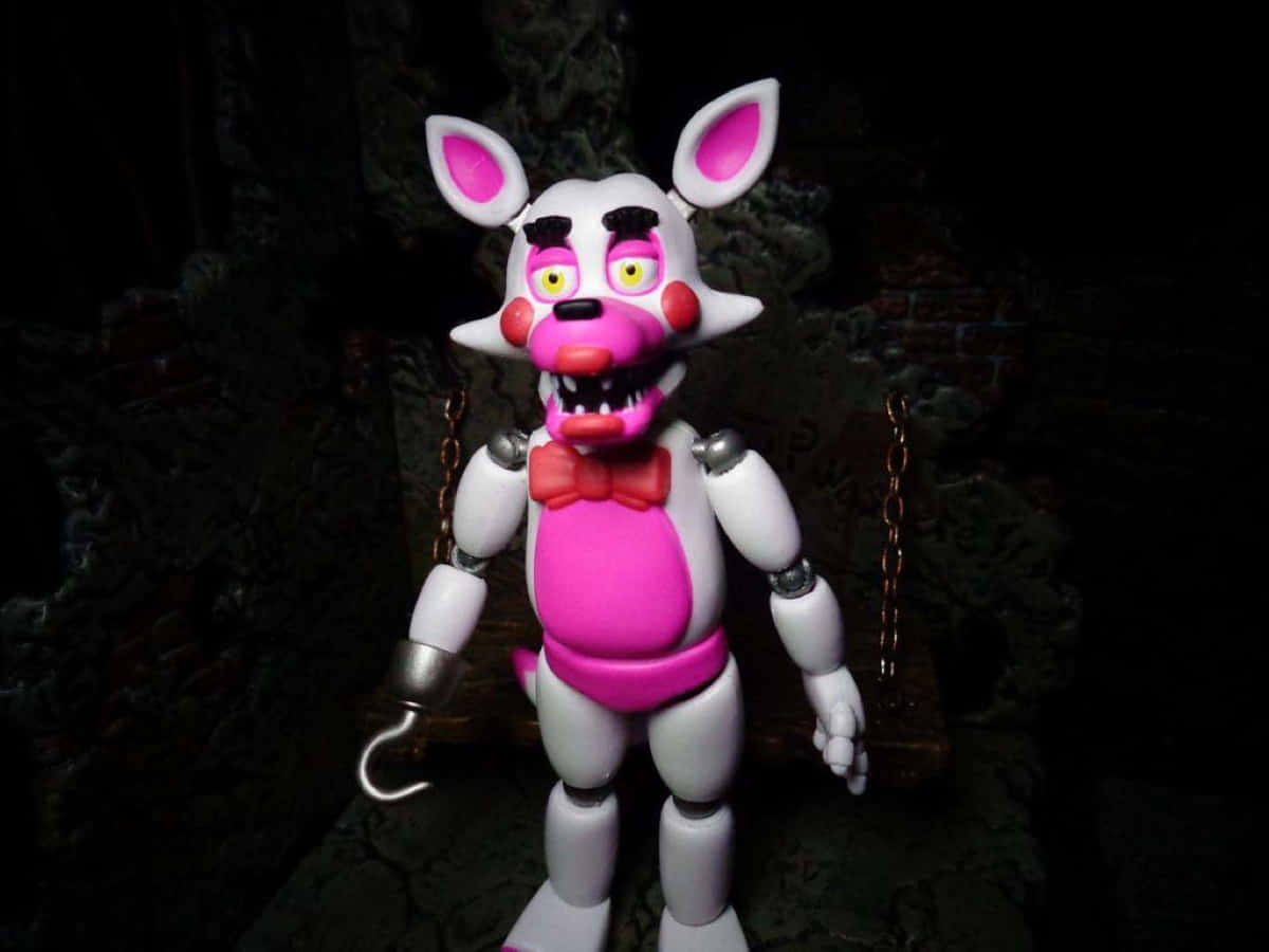 Funtime Foxy, pink and white, glowing eyes, SD Desktop Wallpaper