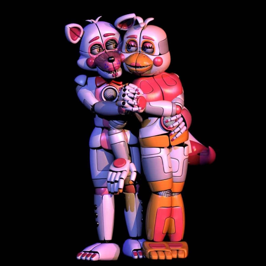 Funtime Foxy, vibrant pink, vibrant orange, SD Desktop Wallpaper