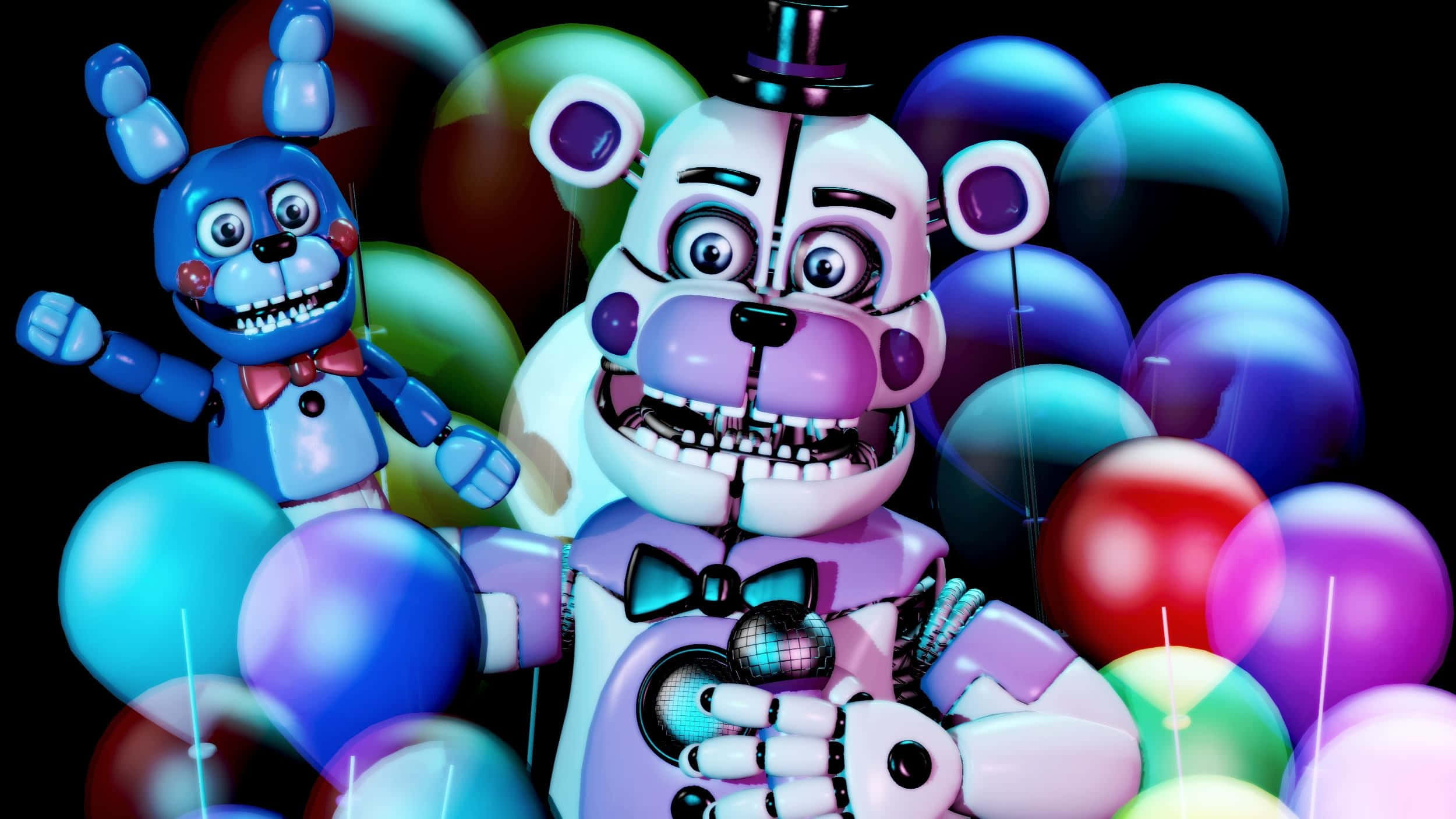 Funtime Freddy, animatronic characters, wide eyes, Full HD Desktop Wallpaper