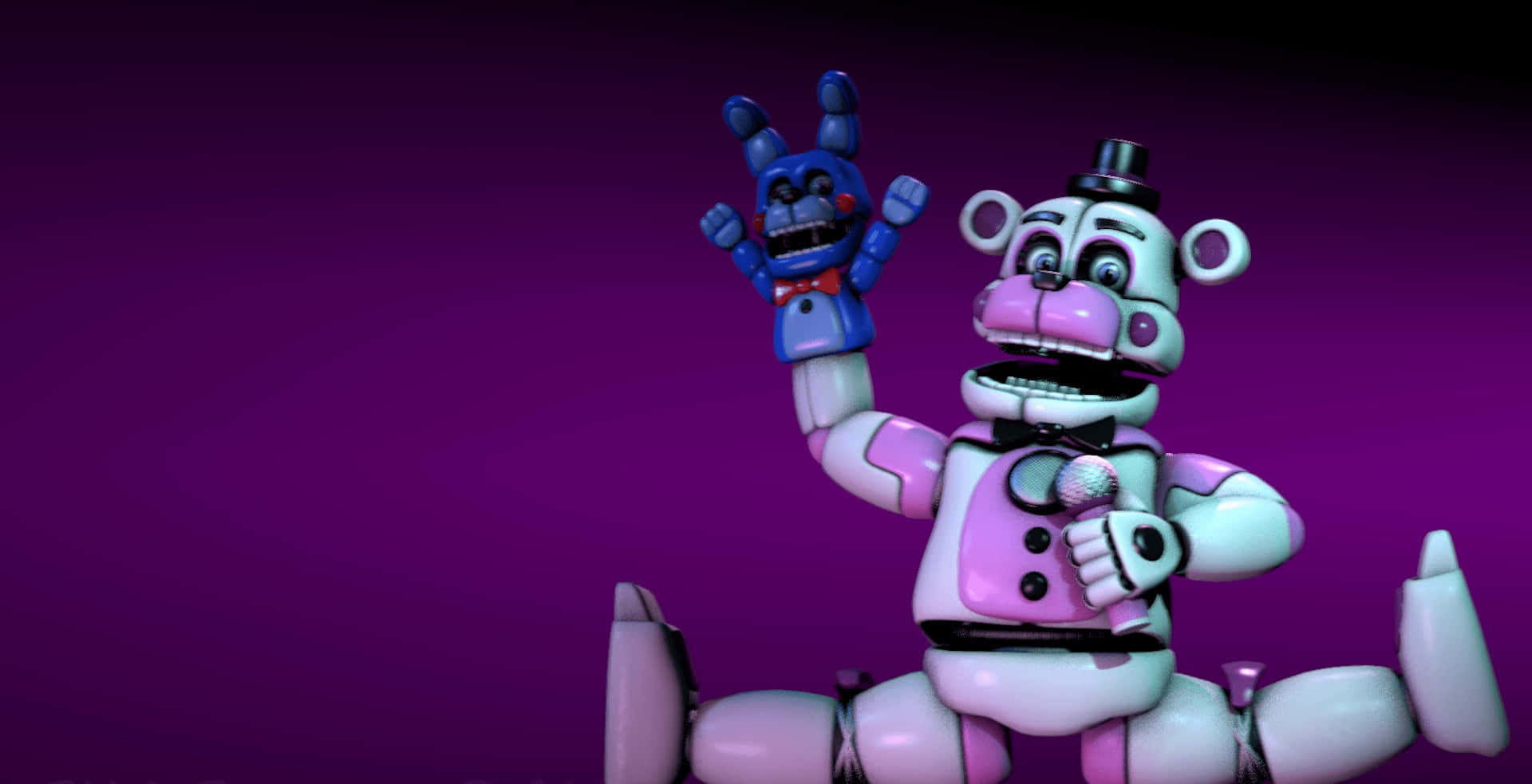 Funtime Freddy, pink animatronic bear, top hat, Full HD Desktop Wallpaper