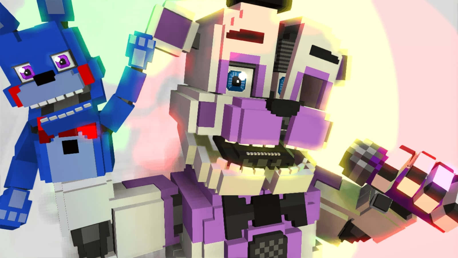 Funtime Freddy, pixel art style, blue, HD Desktop Wallpaper