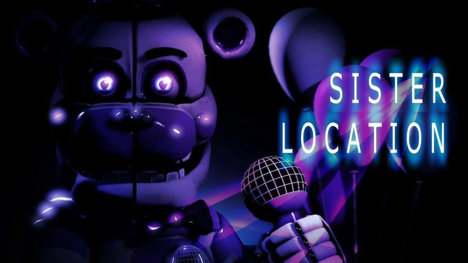 Funtime Freddy, purple animatronic bear, glowing eyes, HD Desktop Wallpaper