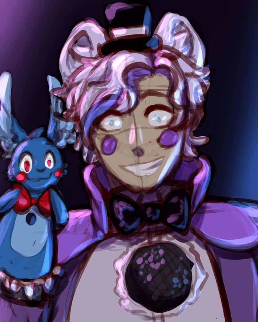 Funtime Freddy, purple hair, top hat, SD Phone Wallpaper