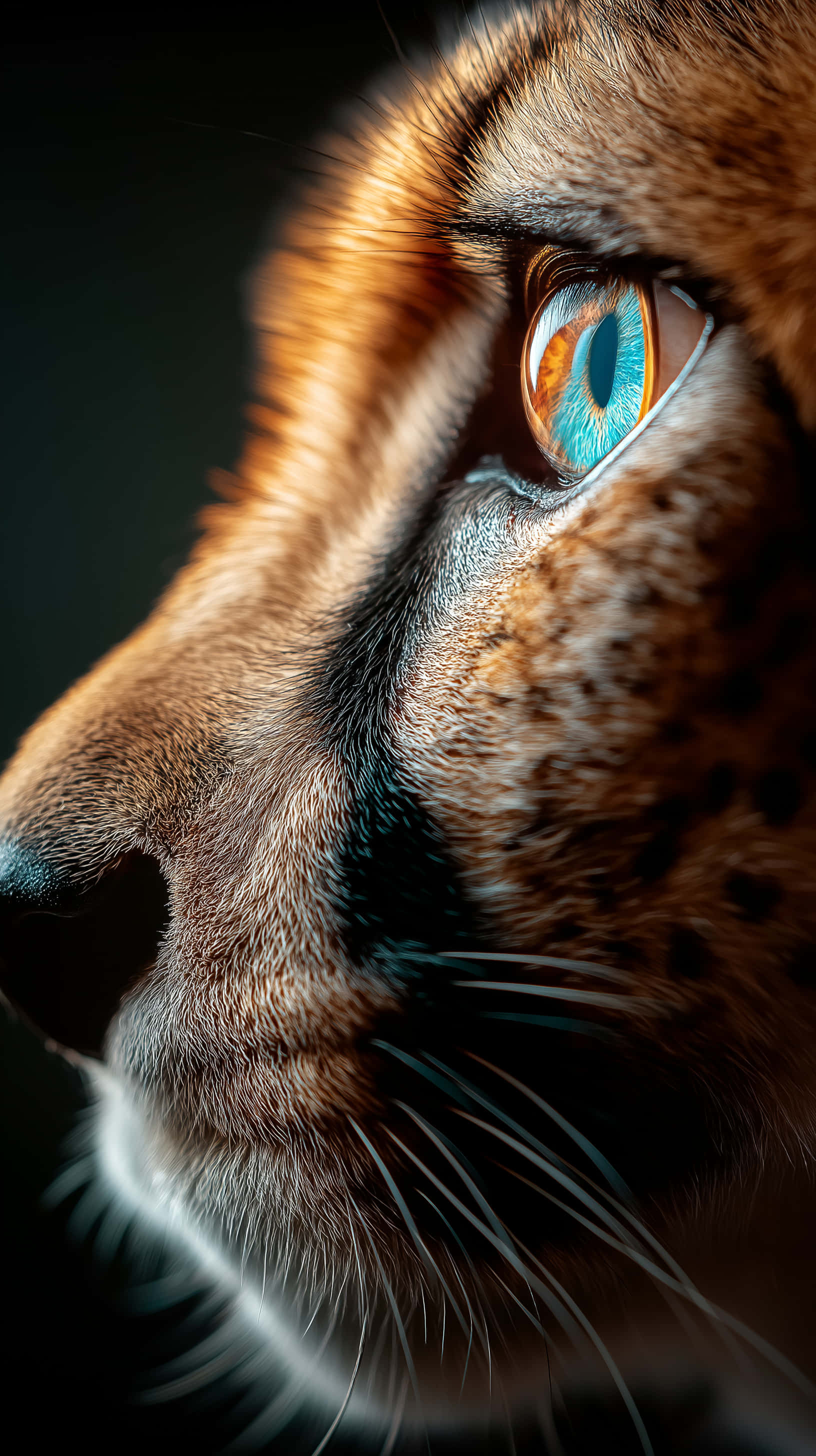 cheetah, azure iris, golden fur, 2K Phone Wallpaper
