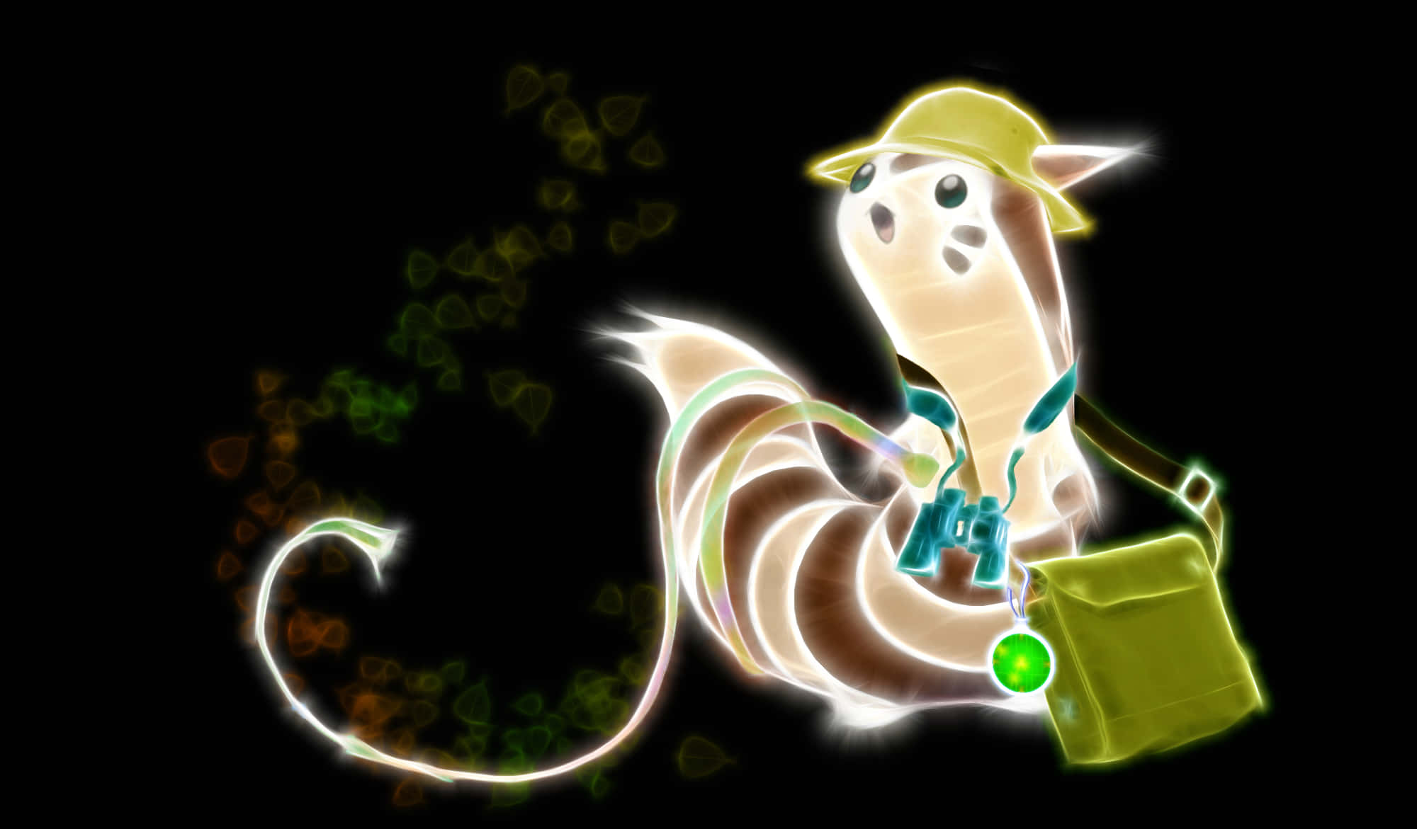 Furret, yellow hat, green bag, Full HD Desktop Wallpaper