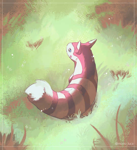 Furret, green grass, brown grass, SD Phone Wallpaper