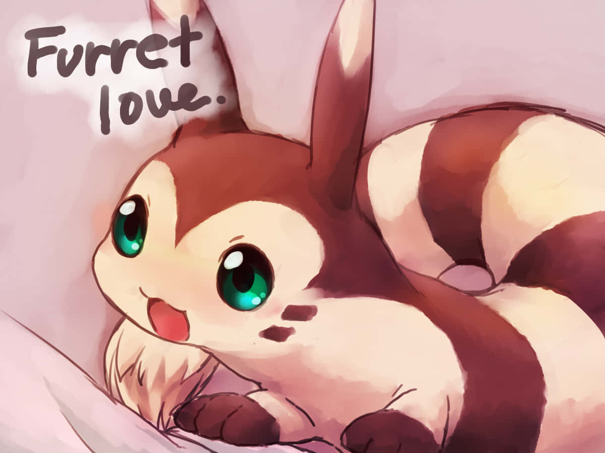 Furret, anime-style, green eyes, SD Desktop Wallpaper
