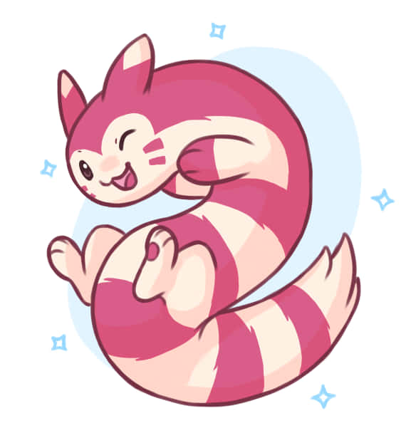 pink furret, pink and white striped, winking, SD Phone Wallpaper